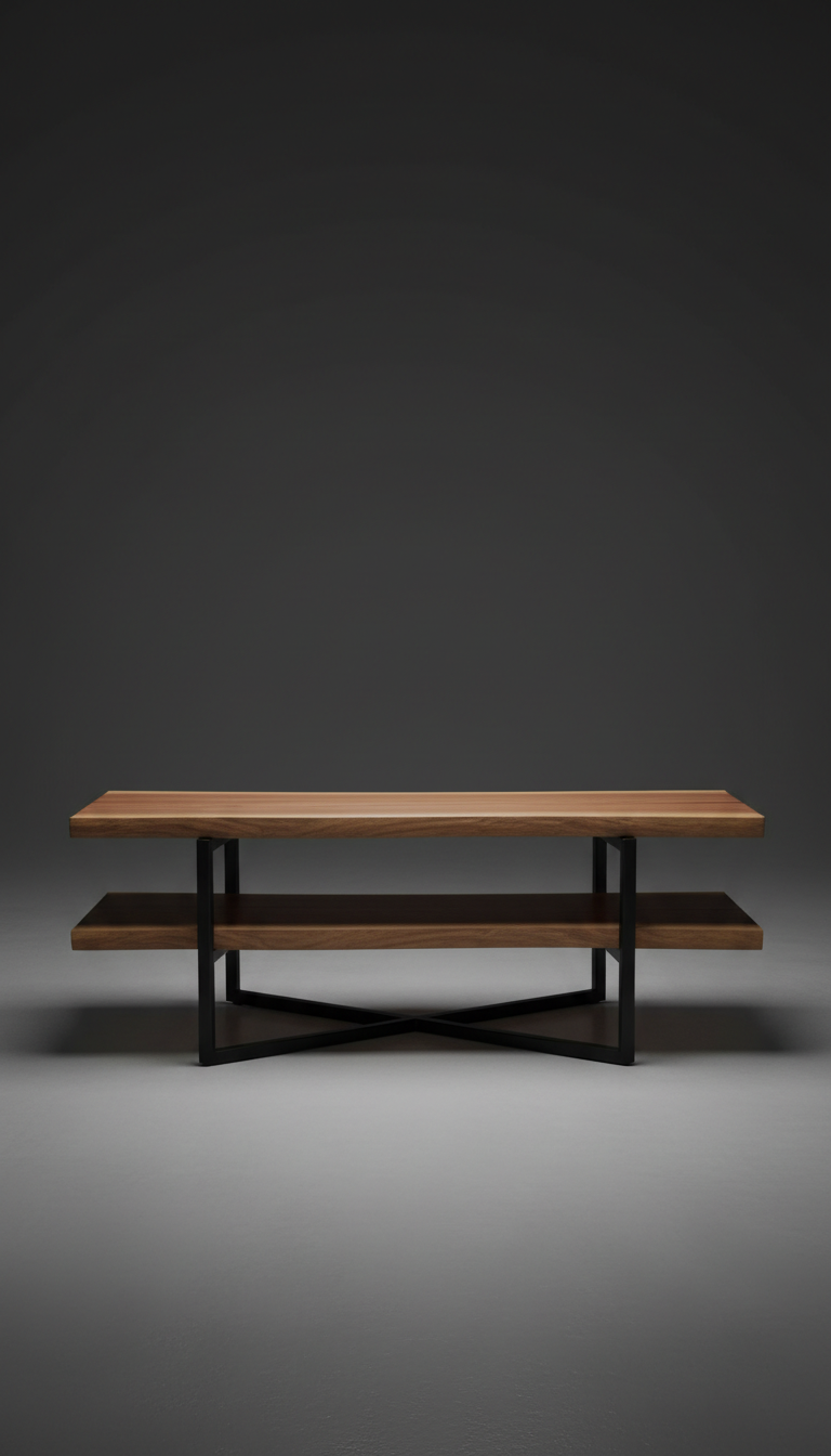 Walnut and Steel Console Table
