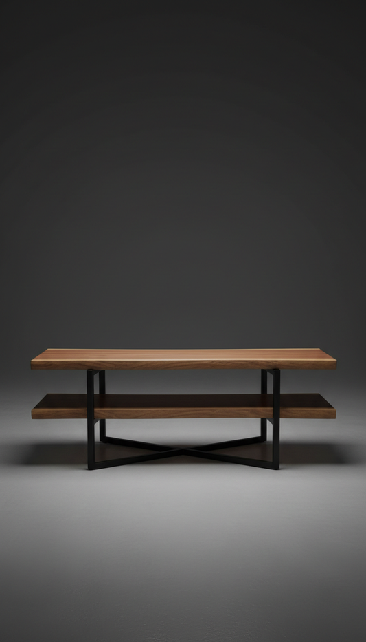 Walnut and Steel Console Table